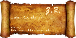 Zahn Richárd névjegykártya